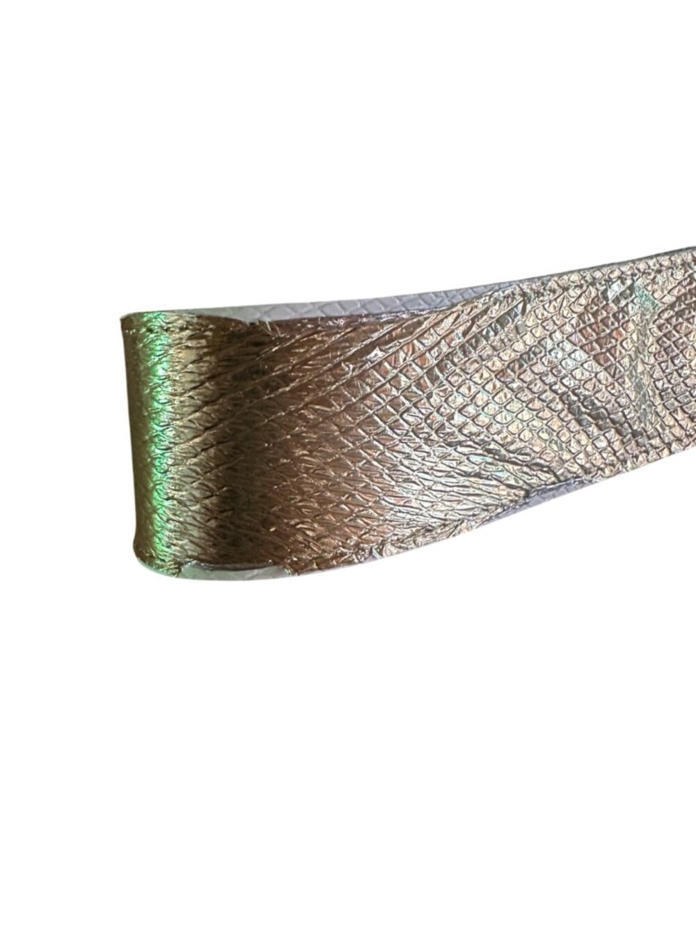 Vintage Gold Foil Snakeskin Embossed Belt With Metallic Finish & Statement Buckl - Picture 3 of 8